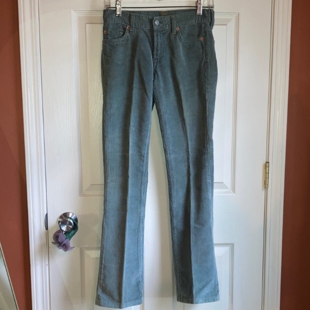 7 For All Mankind Corduroy Bootcut Jeans Sage Green sz 25 - Picture 2 of 12
